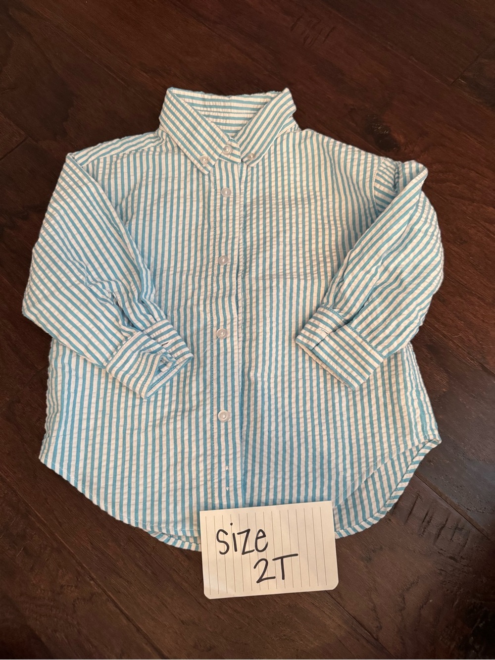 Kelly's Kids Blue & White Striped Button-Down Shirt